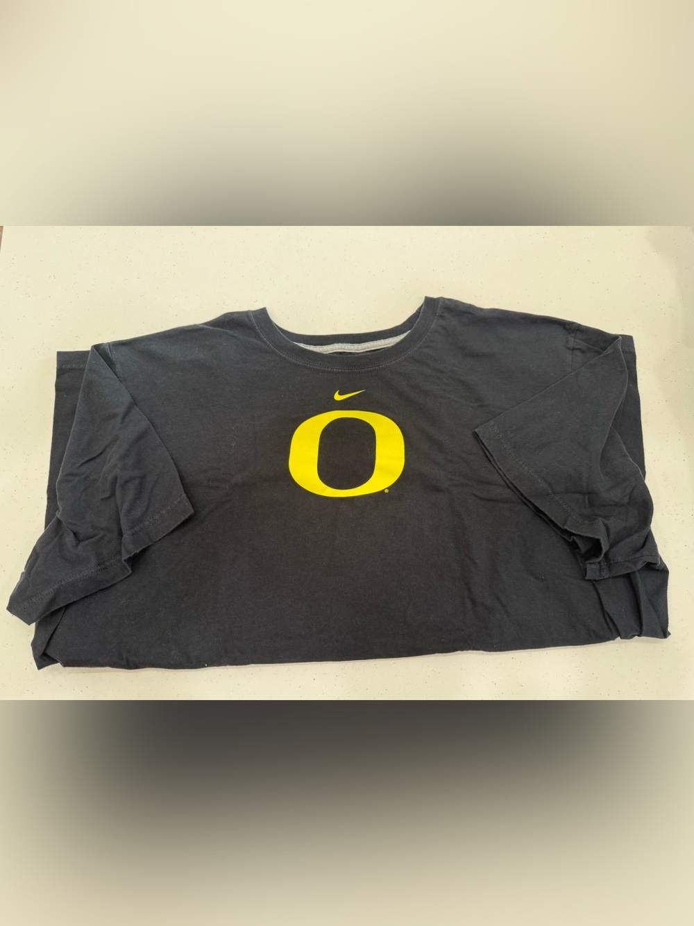 Nike Black Tee with White Printed Care Label and Swoosh